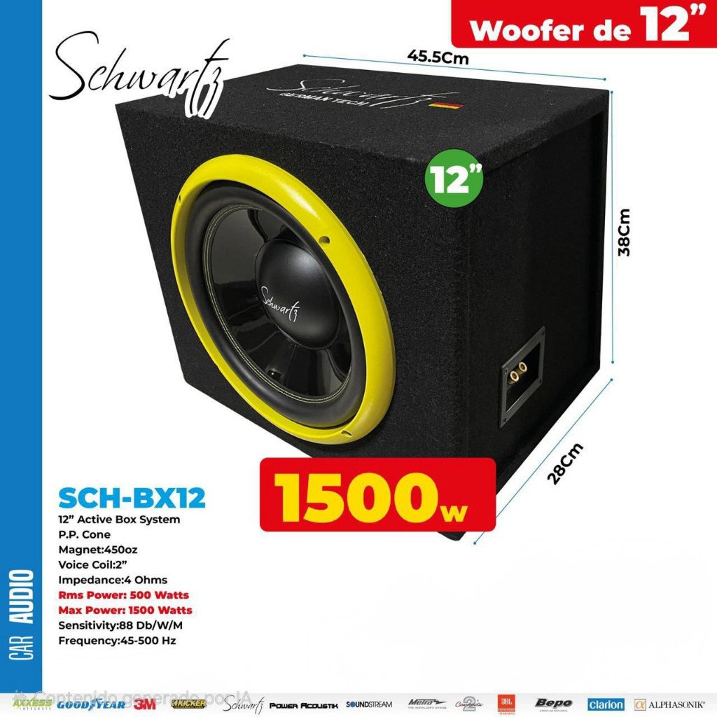 SUBWOOFER SCHUART DE 12" 1500W MAX