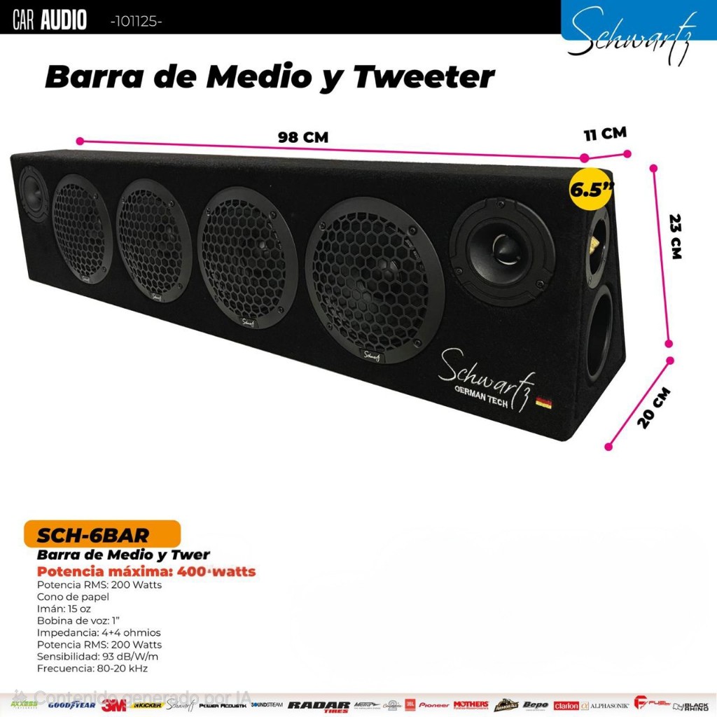 BARRA DE MEDIOS Y TWEETER MARCA SCHUART