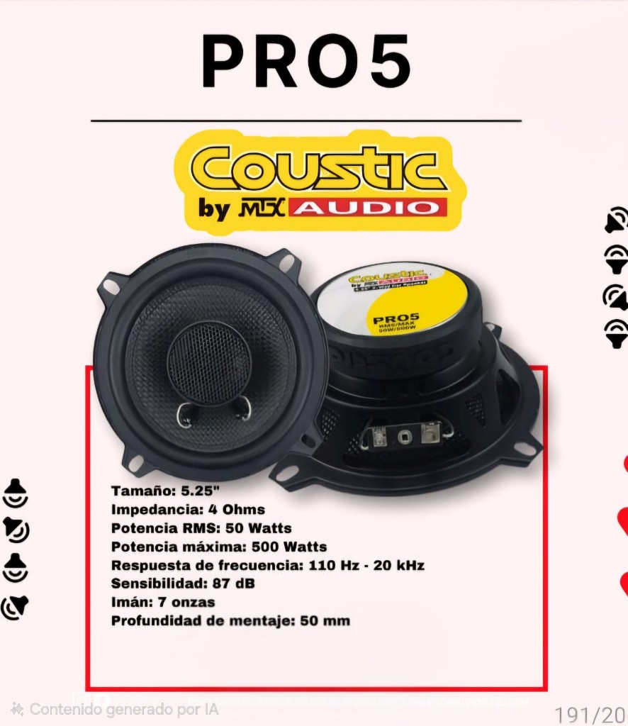 Coustic Pro5 5.25"  2-way car speaker coaxial