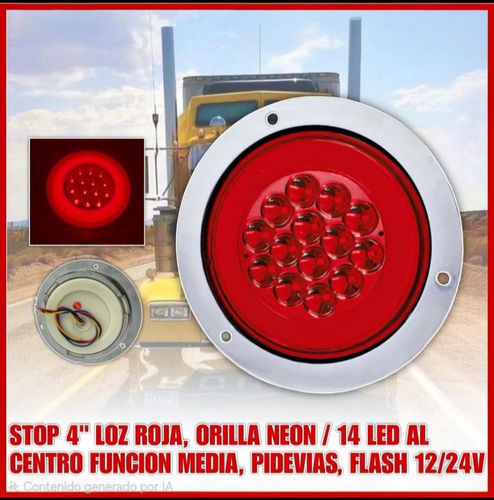 LAMPARA LED CROMO ROJA MULTIFUNCION