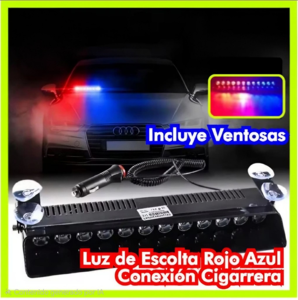 LUZ DE ESCOLTA TIPO ROJO AZUL CONEXIÓN CIGARRERA