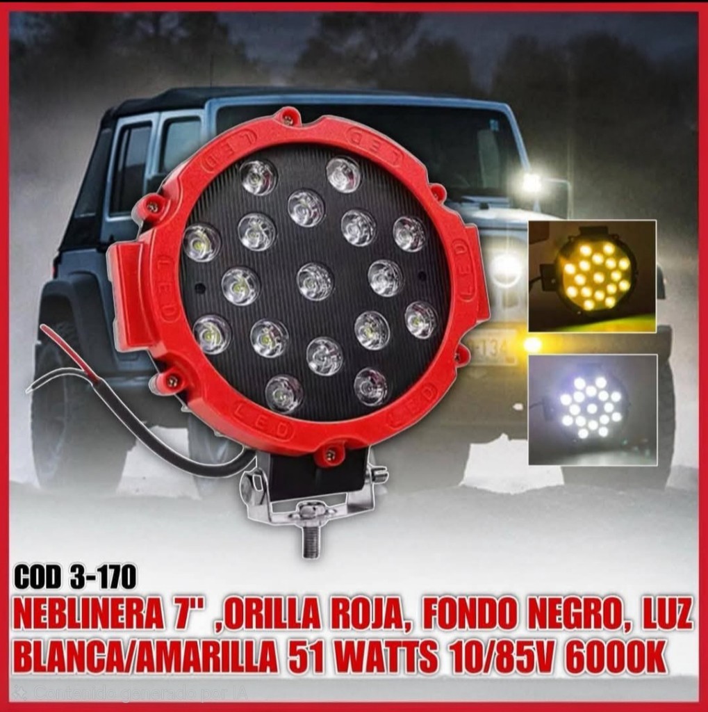 NEBLINERA LED REDONDA PARA CARRO Y CAMIONES