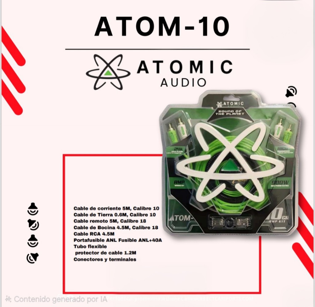 KIT DE INSTALACIÓN PARA SUBWOOFER  ATOMIC DE CALIBRE 10