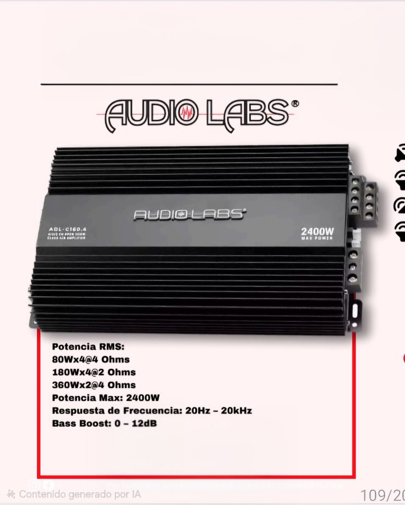 Planta para audios AUDIO LABS 2400W MAX POWER