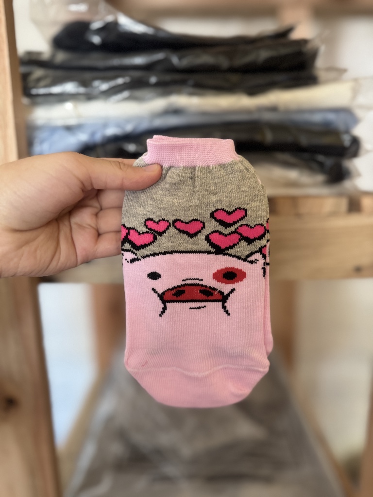 Media zoquete Waddles corazones