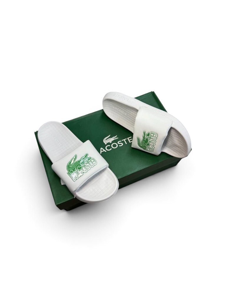 Chancletas lacoste blancas con verde