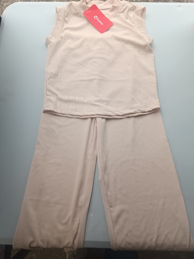 Conjunto beige rib
