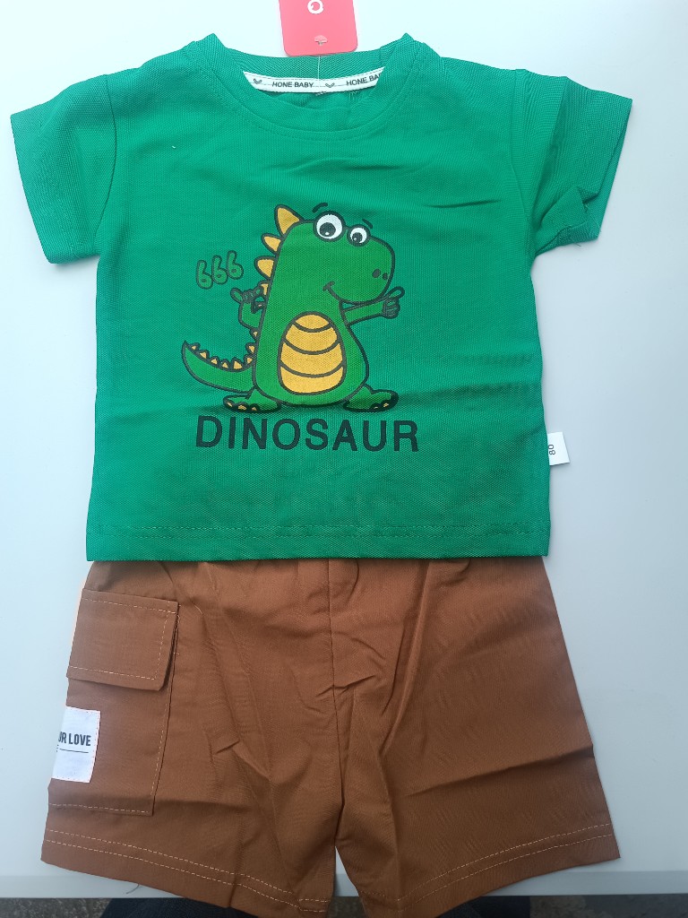 HOME BABY camiseta dinosaurio verde con short