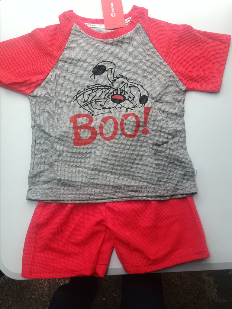 Pijama BOO gris y rojo