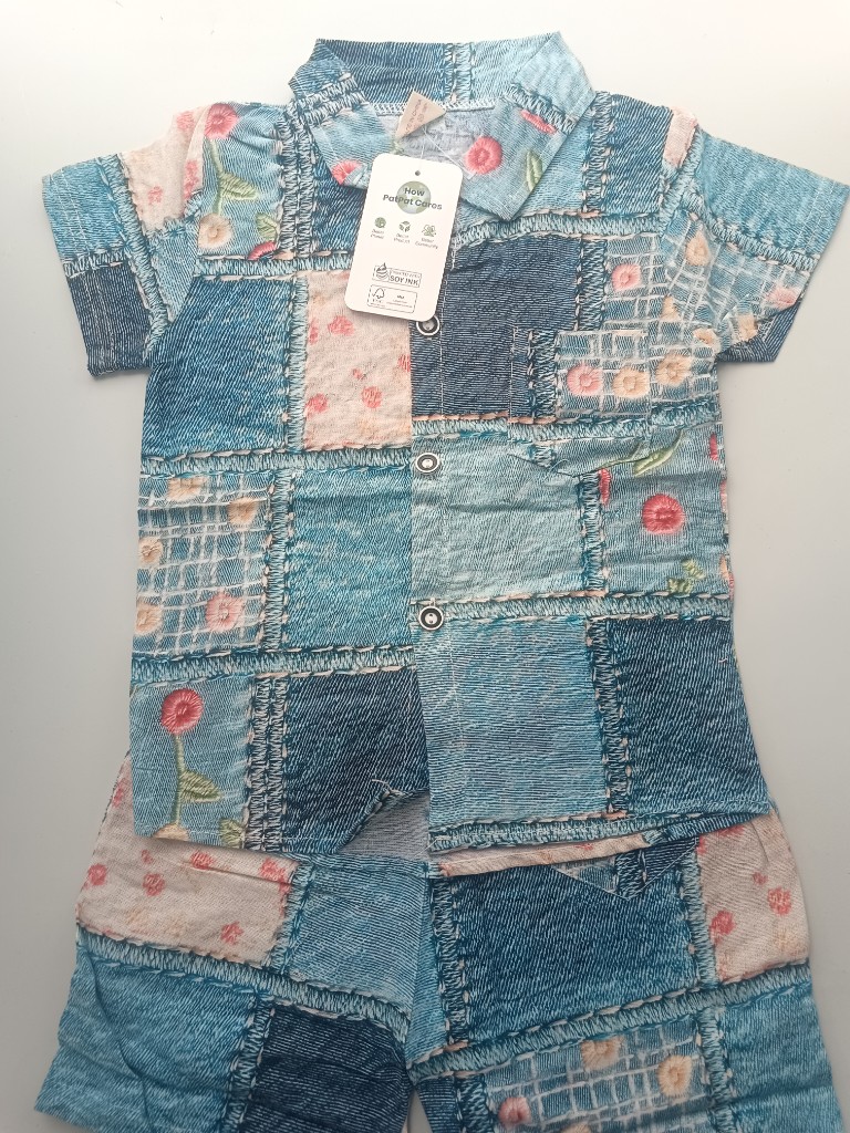 Howo corta patchwork azul floral