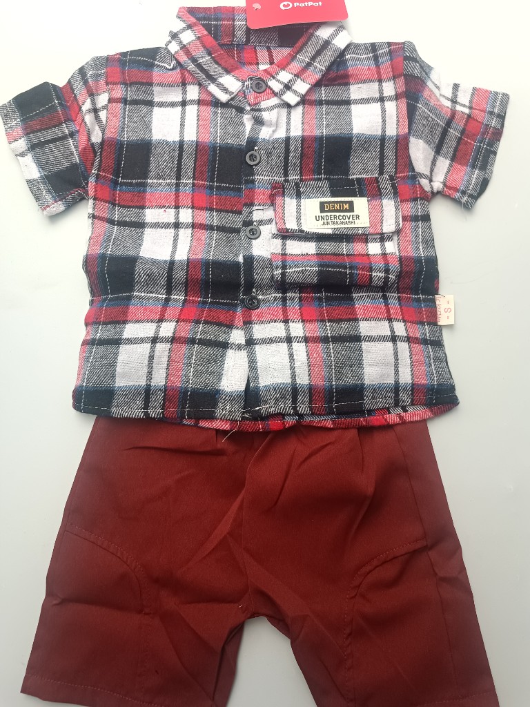 PatPat conjunto cuadriculado rojo