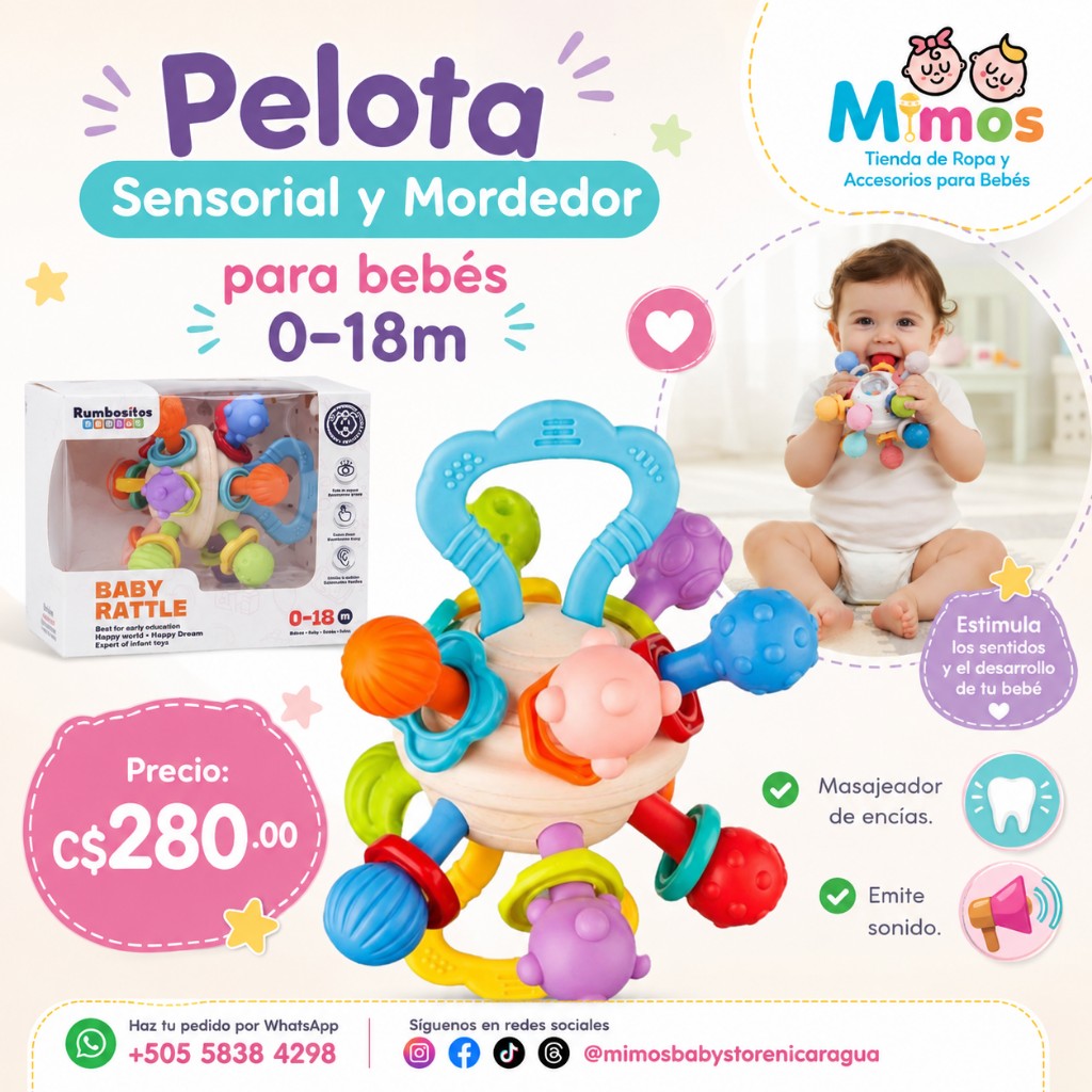 Pelota Sonajero Sensorial ®Bebesitos
