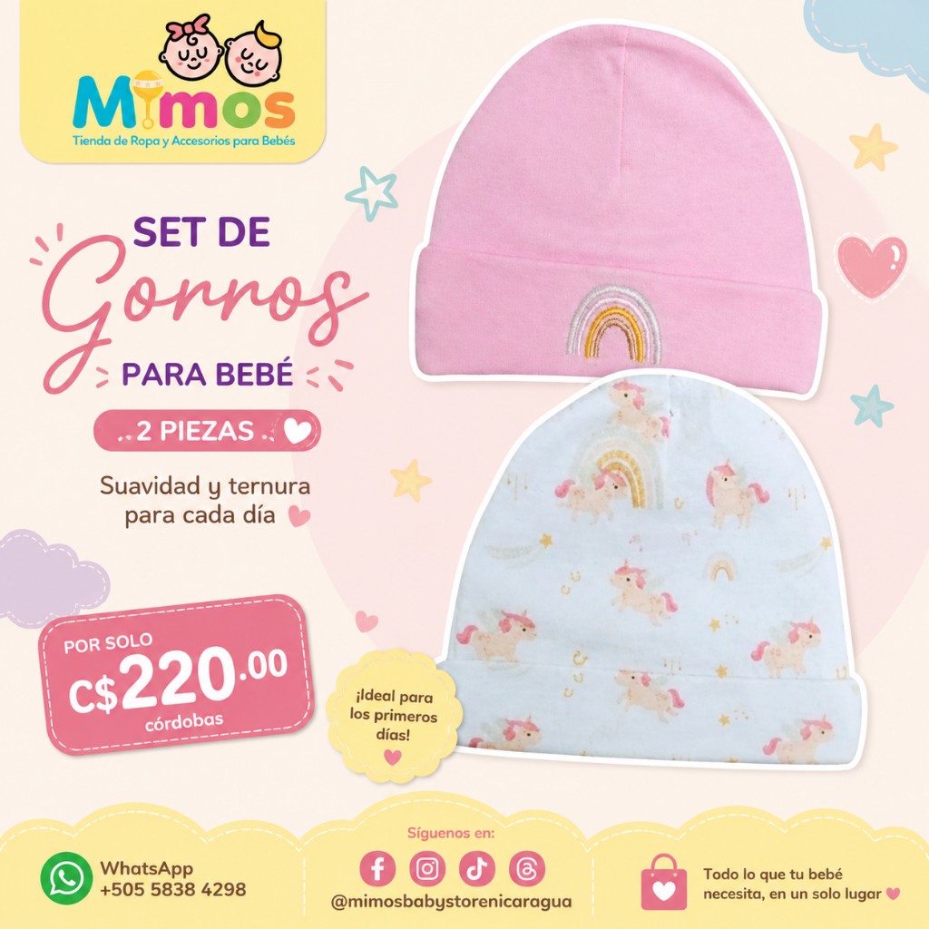 Set de 2 gorritos de algodón Wakids