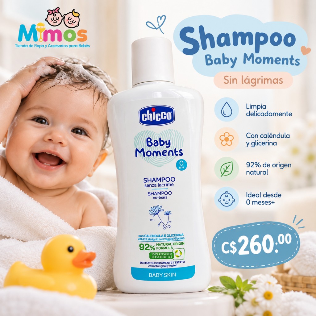 Shampoo antilágrimas Baby Moments Chicco®