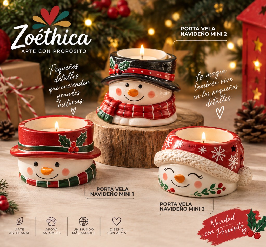 Zoethica Porta vela navideño mini