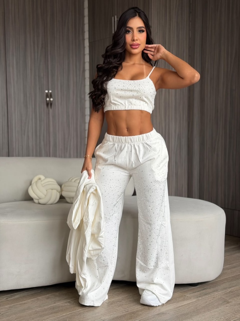 Conjunto 3 piezas con brillos 🤍