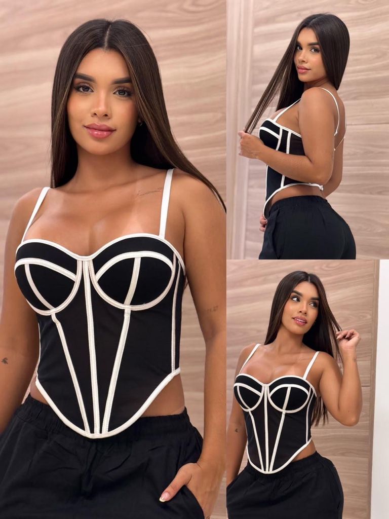 Corset negro con Blanco