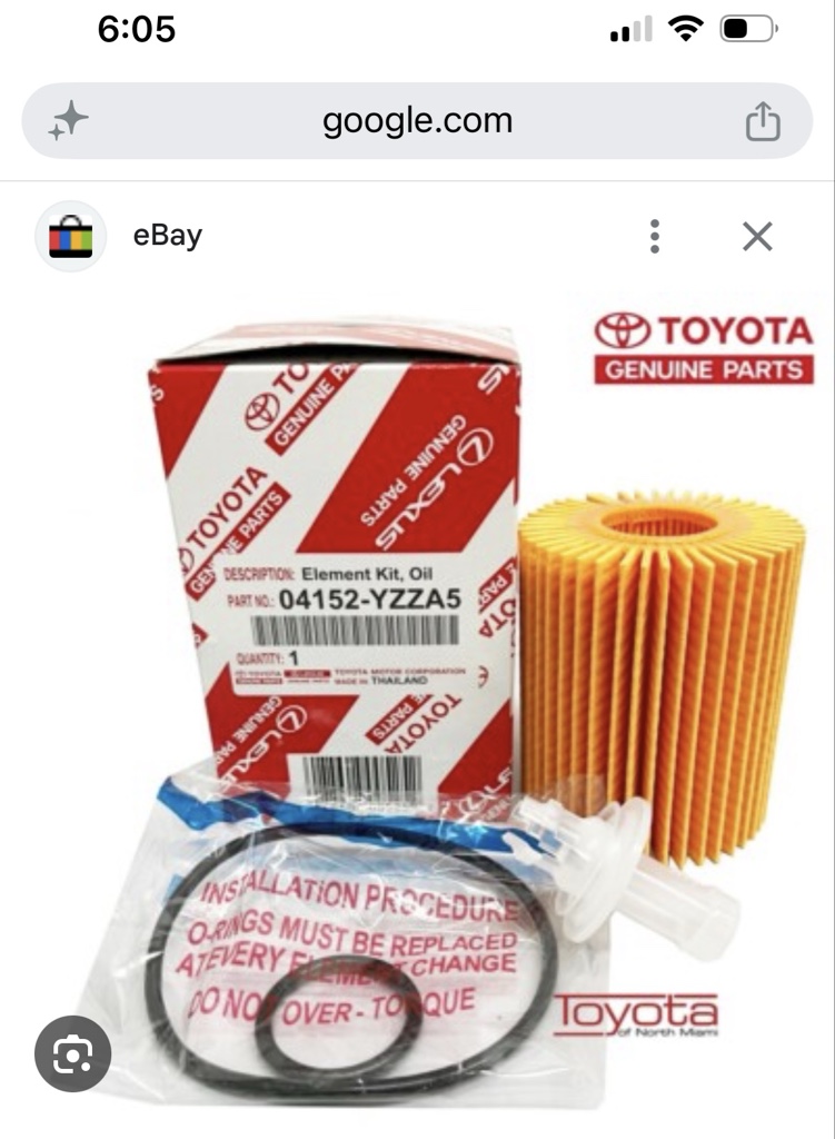 Filtro aceite Toyota 4runner, tundra(09/24) 04152-YZZA5