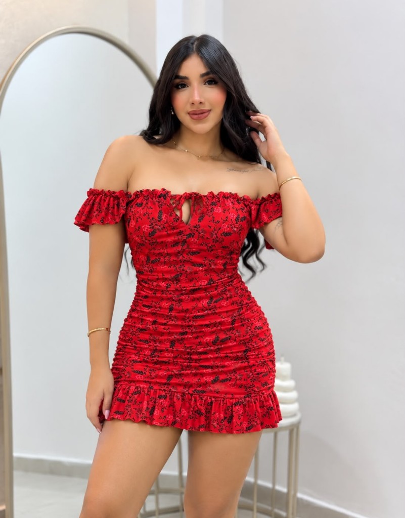 Vestido primavera floral corto