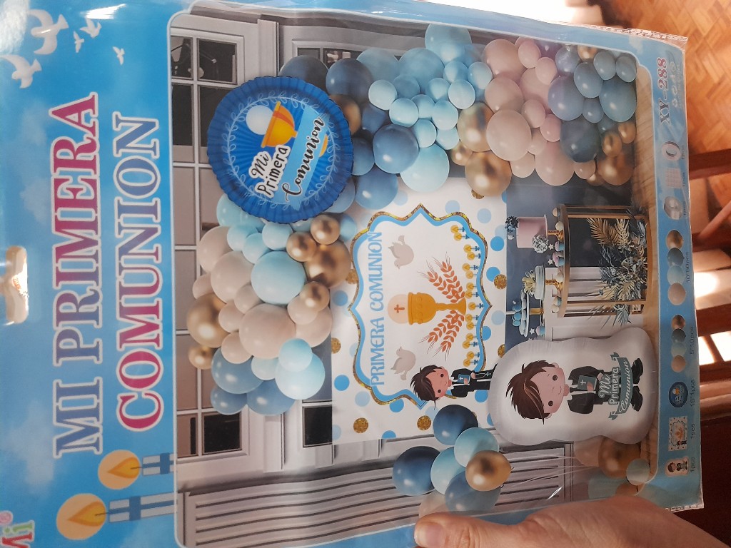 SET DE GLOBOS ARCO XL COMUNION CELESTE