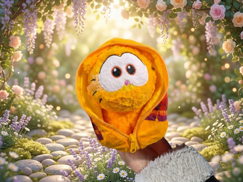 Peluche con bolsita ( garfiel)