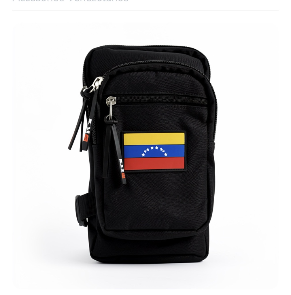 Bolso Pernera negra con bandera de Vzla