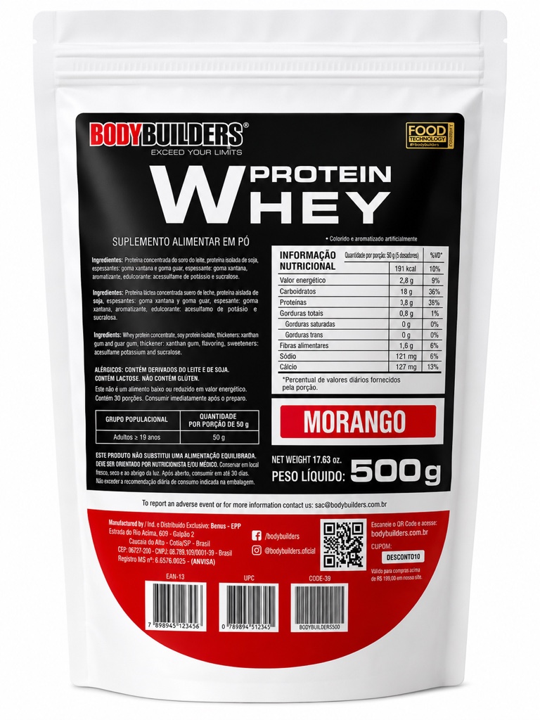 Bodybuilders Whey Morango 500g