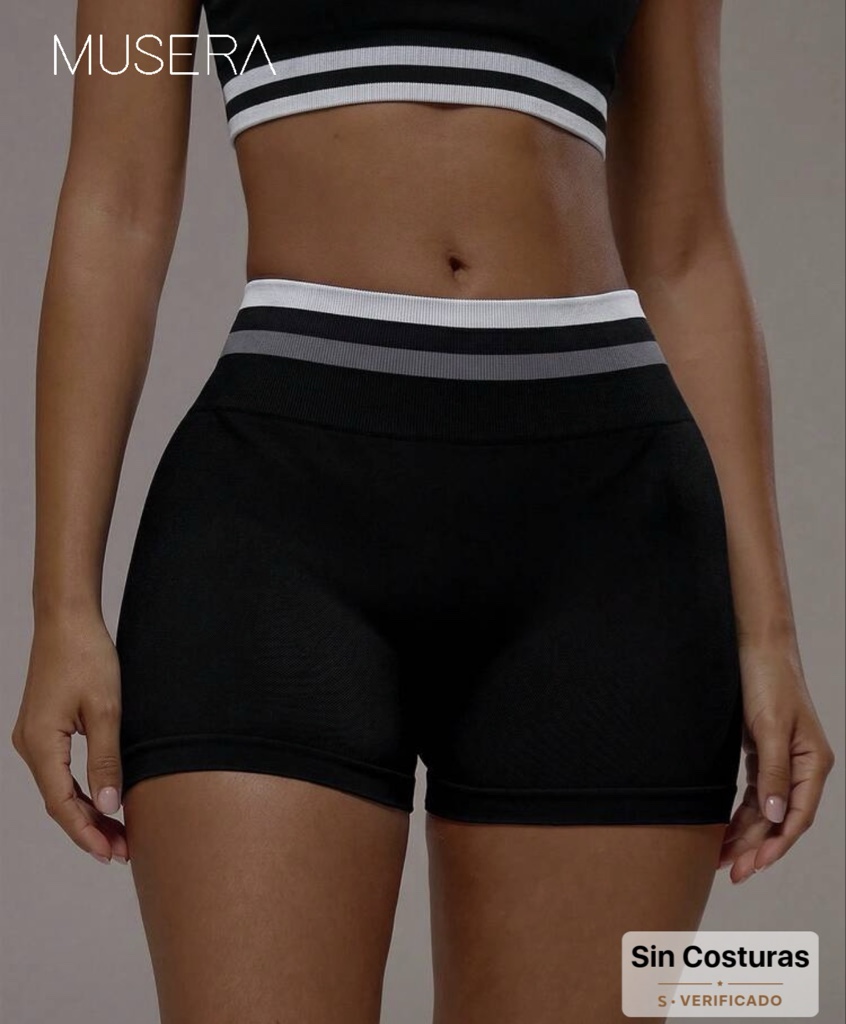 Shorts MUSERA SPORT | Negro rayas