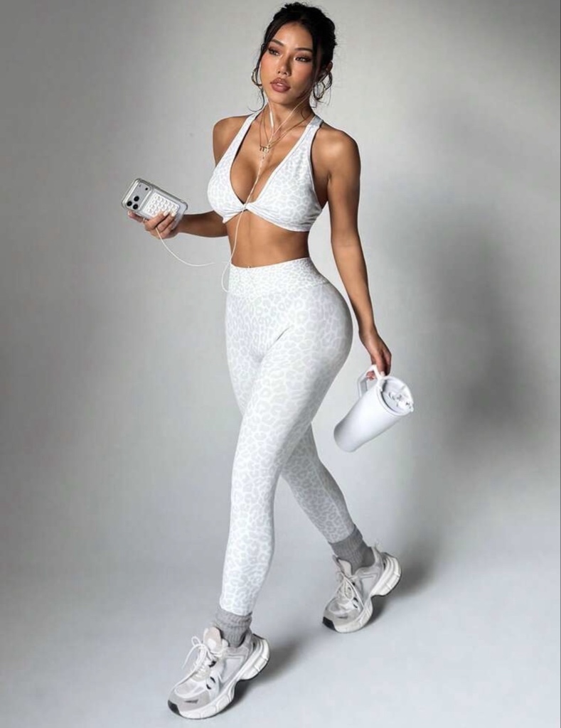 Set SHEIN X DEWBERA | Leopardo blanco