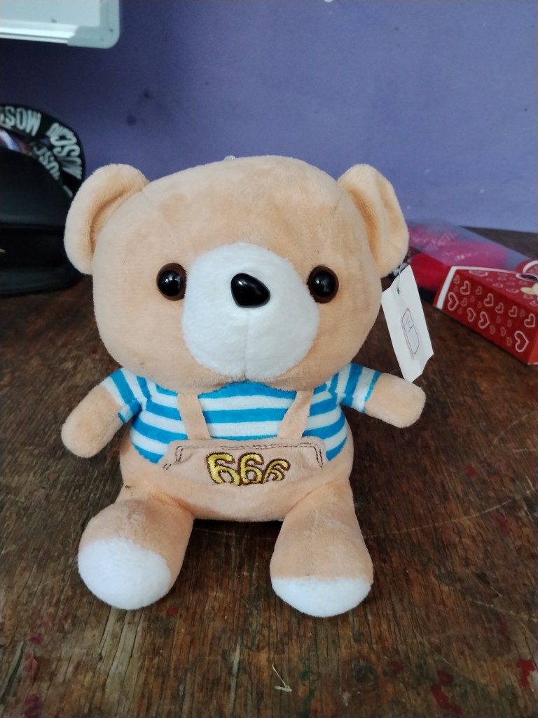 Peluche oso rayas azul