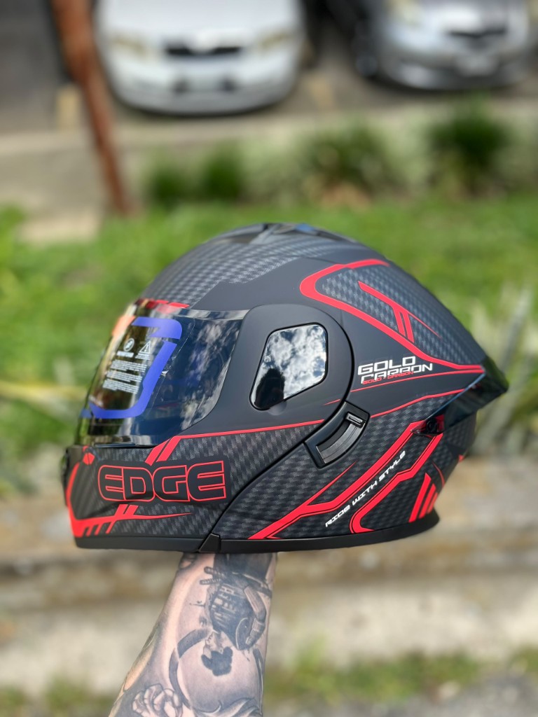 CASCO SHEZHEN EDGE NEGRO/ROJO MATE L