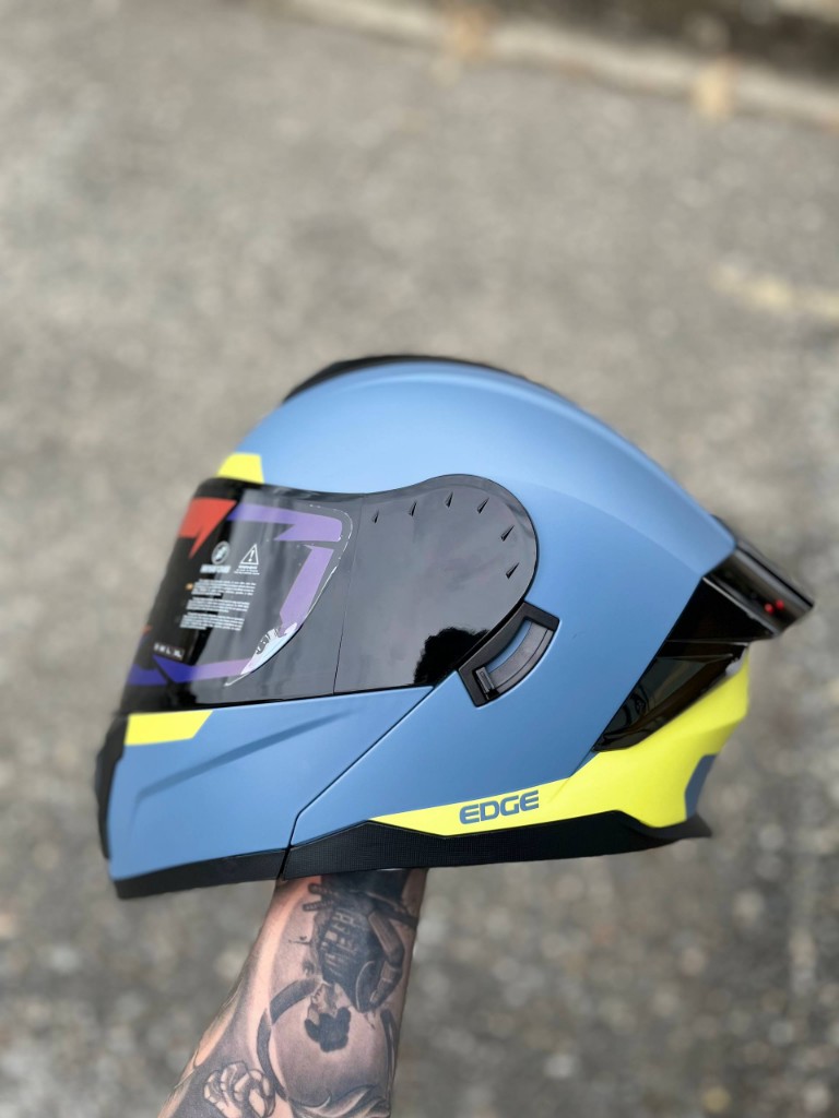 CASCO EDGE BOSTON REX AZUL MATE CON LUZ LED XL
