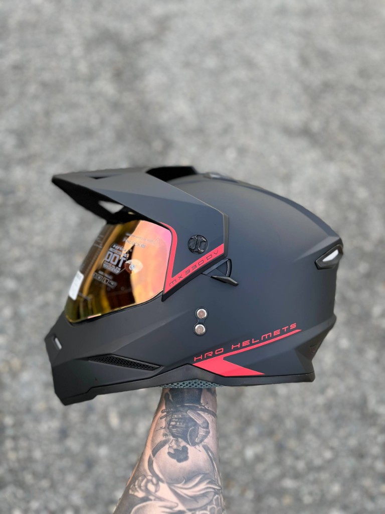 Casco HRO MX330 NEGRO/ROJO MATE XL