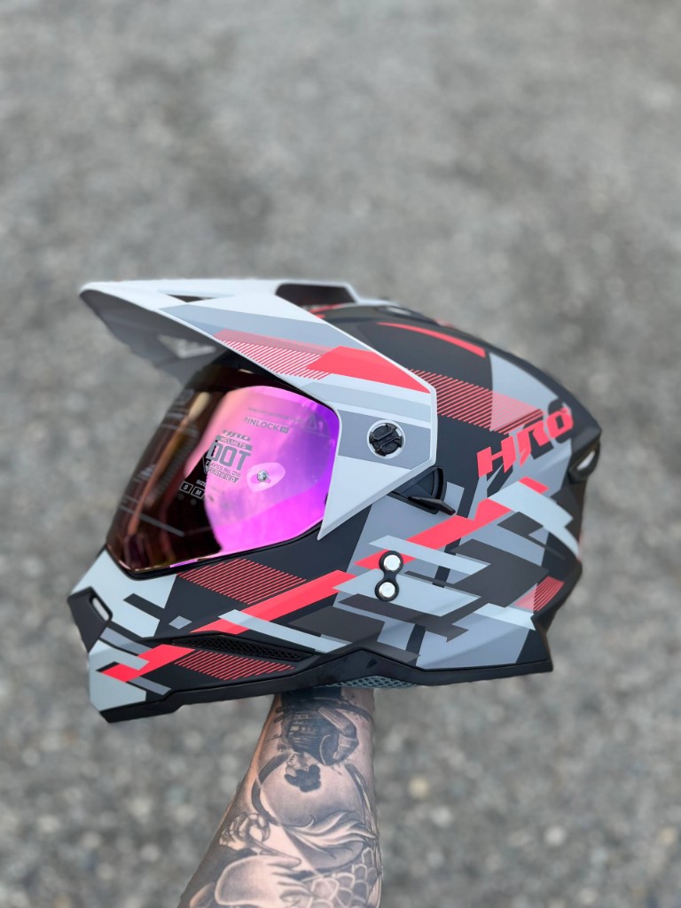 CASCO HRO MX330 GRIS/ROJO L