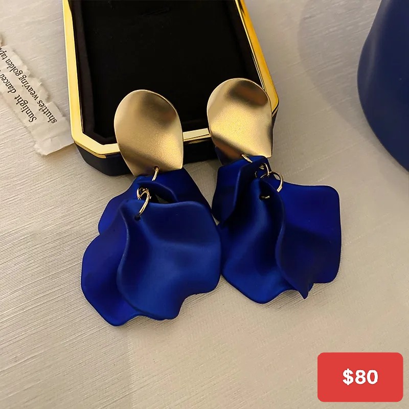 Aretes azul rey colgantes