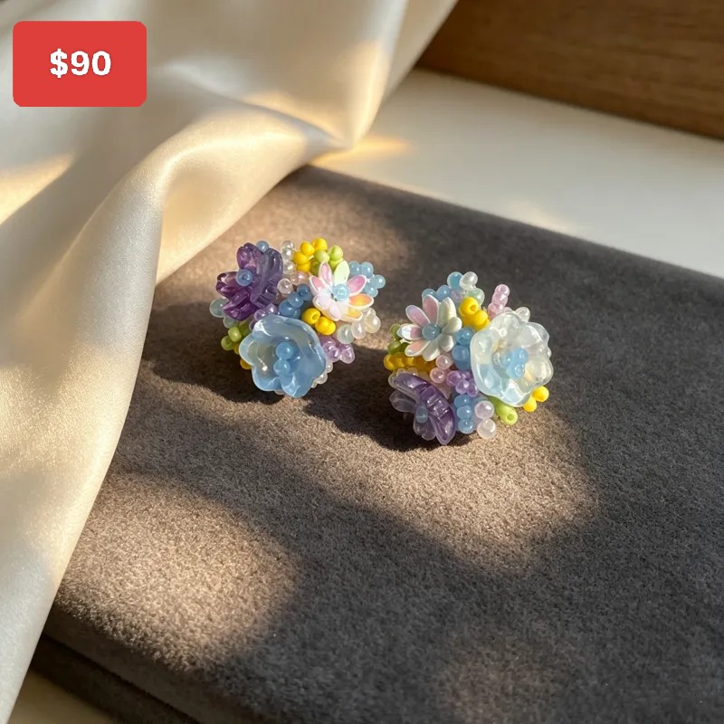 Aretes florales pastel