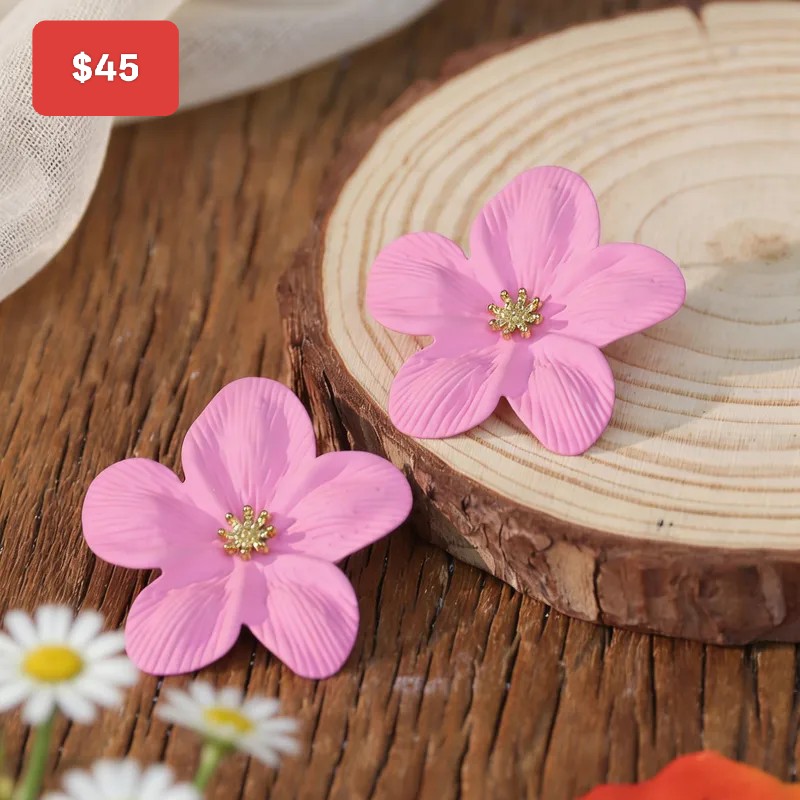 Aretes flor rosa