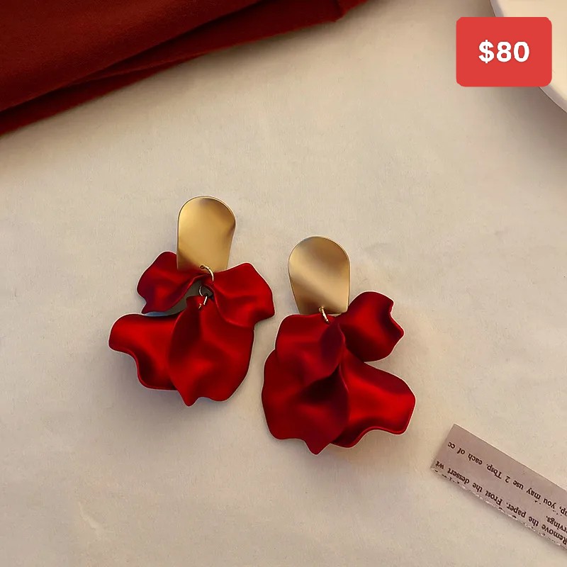 Aretes rojos flor