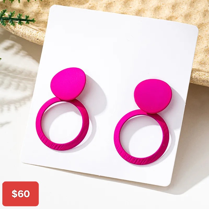 Aretes fucsia redondos