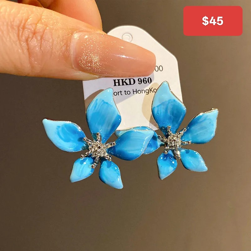 Aretes flor azules
