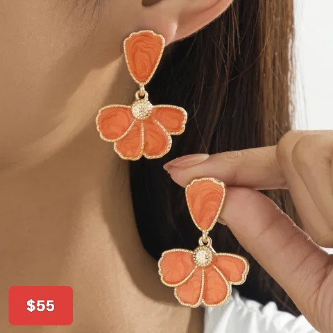 Aretes flor naranja