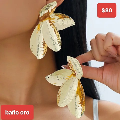 Aretes baño oro flor