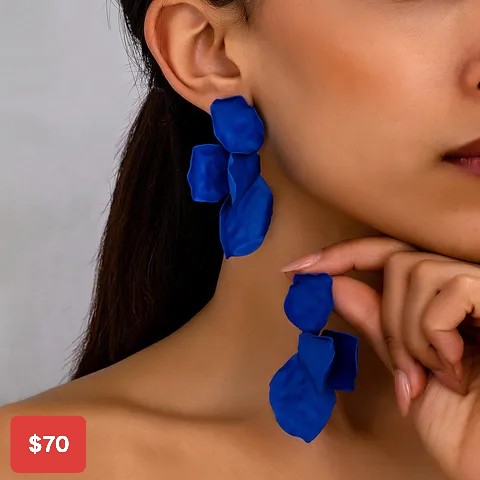 Aretes hojas azul, blanco y rojo