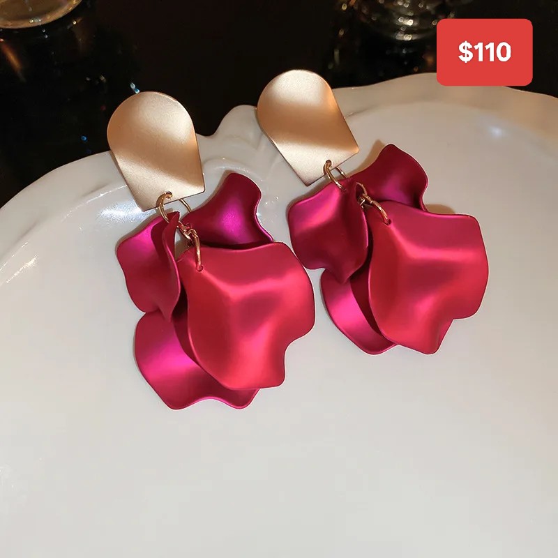 Aretes rosas hoja