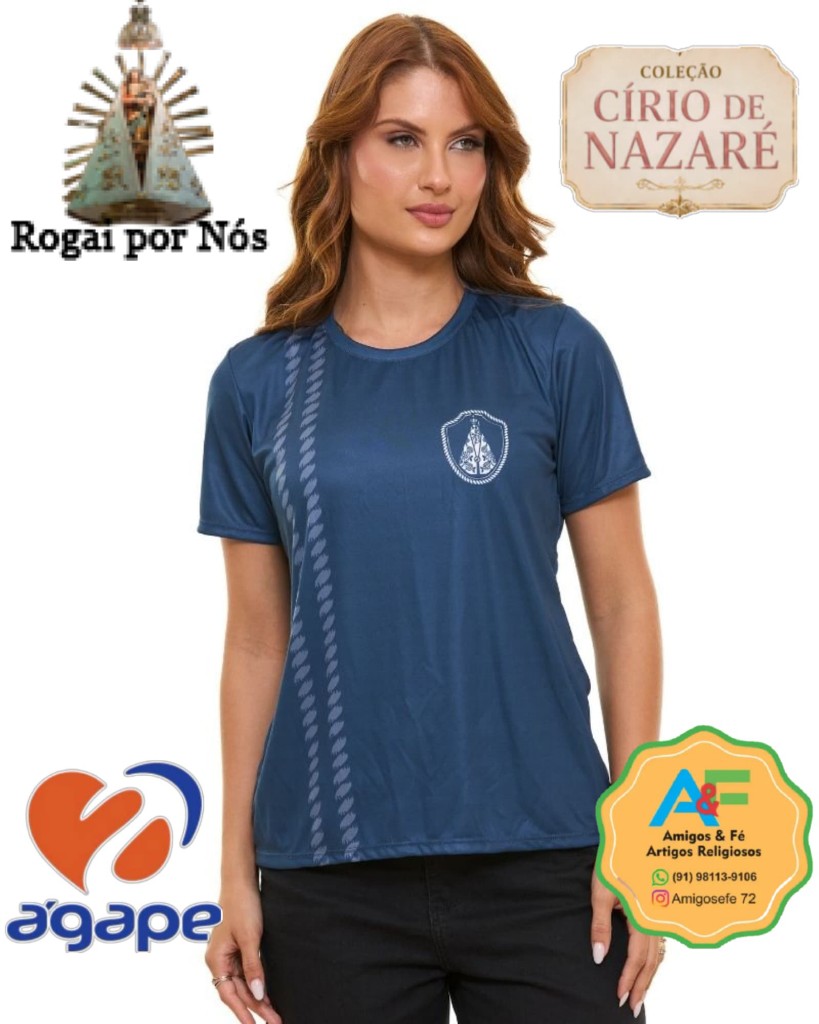 Blusa DV14402 P Círio de Nazaré azul remo