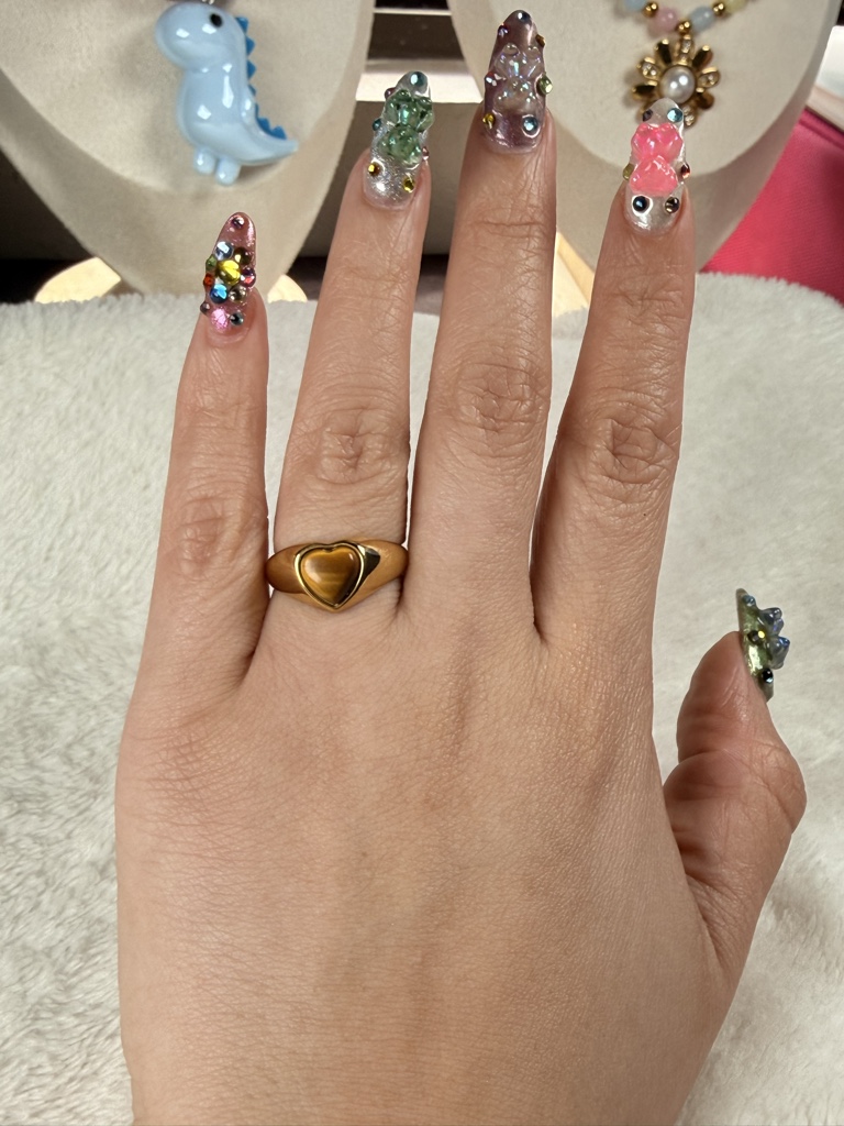 Anillo corazón piedra ojo de tigre
