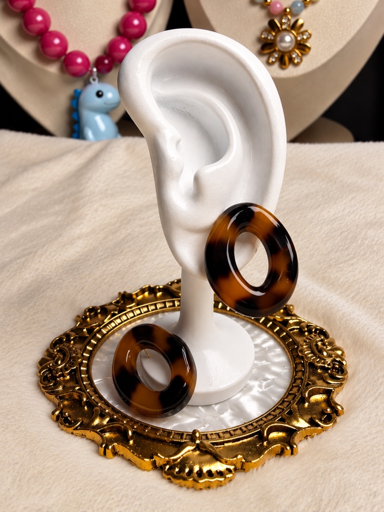 Aretes de resina animal print café