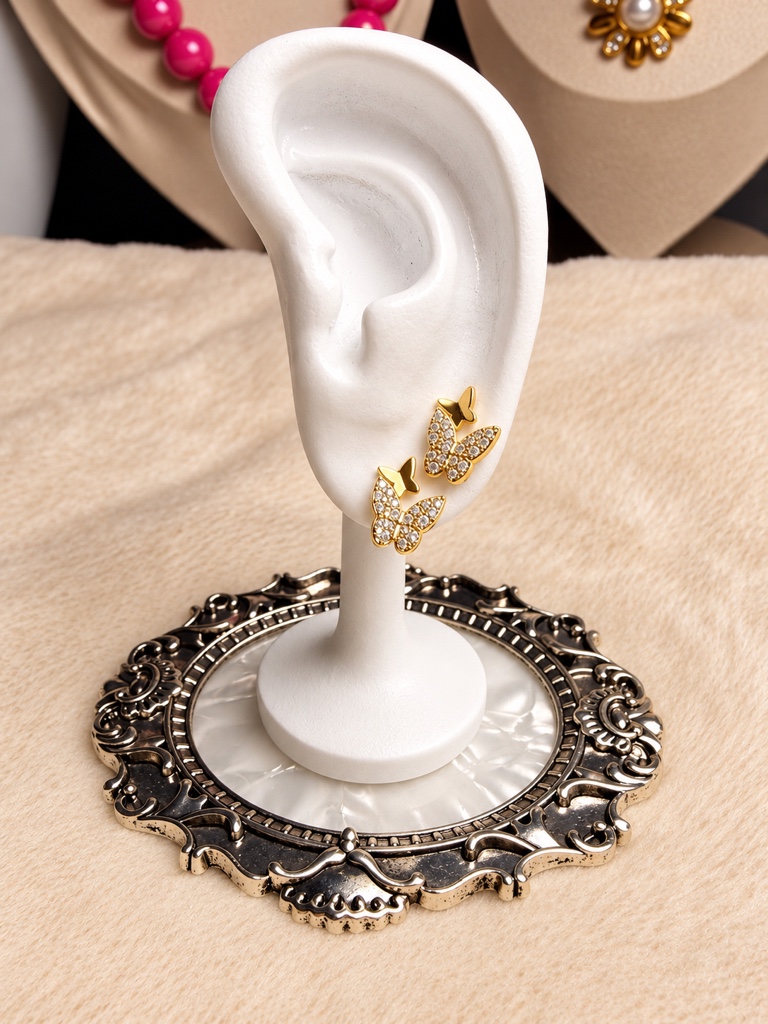 Aretes mariposa con zirconia