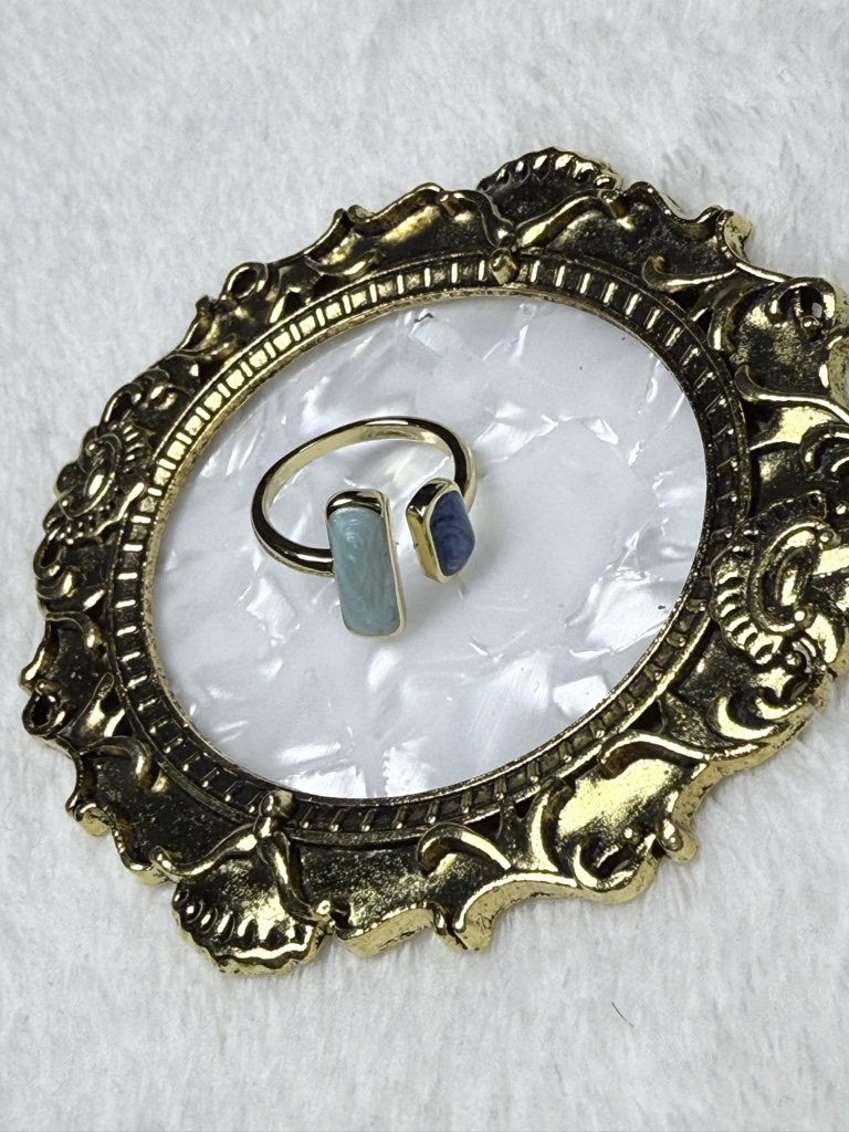 Anillo perlas azules