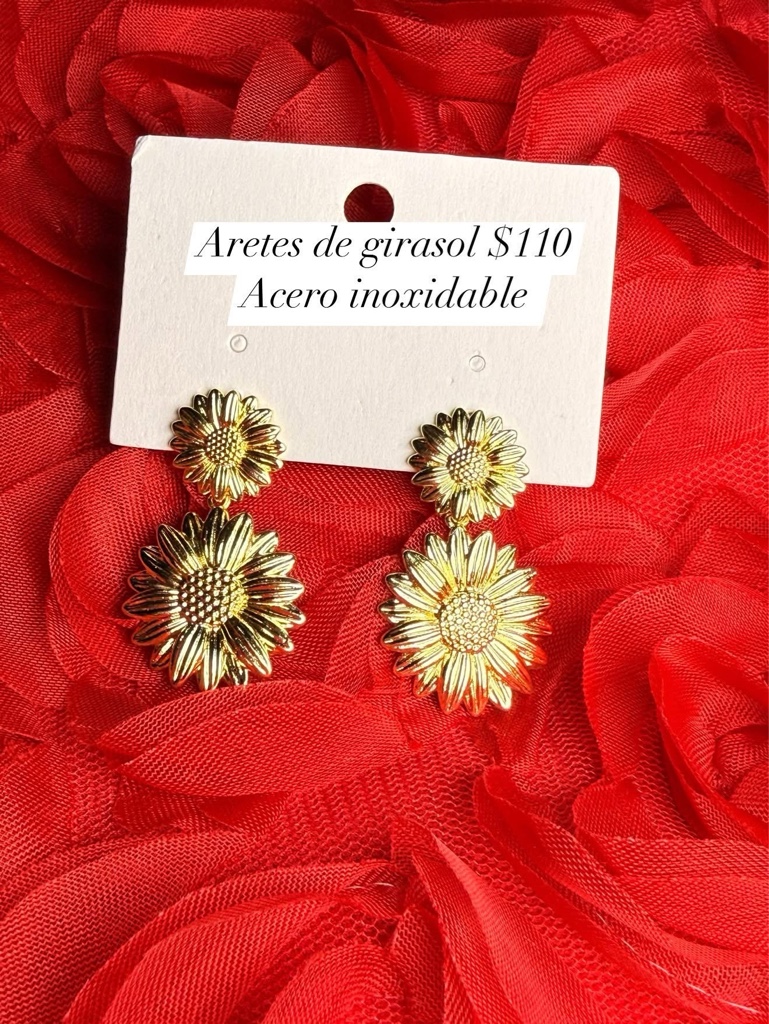 Aretes girasol acero inoxidable